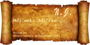 Németi Júlia névjegykártya